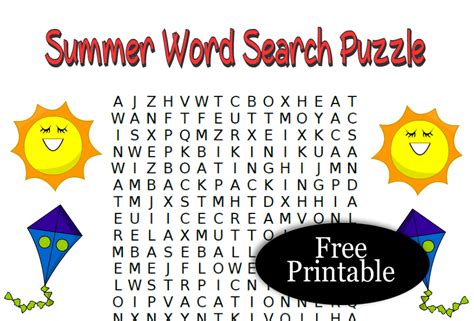 16 Free Printable Summer Word Search Puzzles