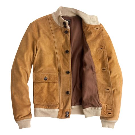 Jcrew Buttoned Suede Bomber Jacket In Brown For Men Lyst