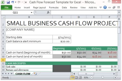 Free cash flow can be defined as the cash flow available to the firm net of any funds invested in capital expenditure and working capital for the year. Cash Flow Template Prévisions pour Excel