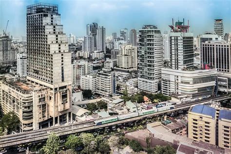 High View Of Bangkok Skyscrapers Building Stock Image Image Of