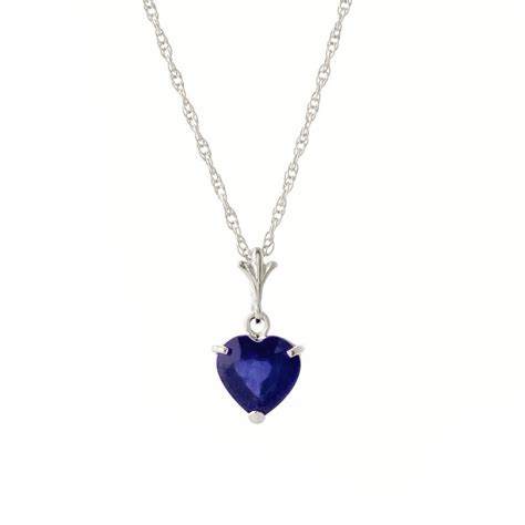 Sapphire Heart Pendant Necklace 155 Ct In 9ct White Gold 4318w Qp