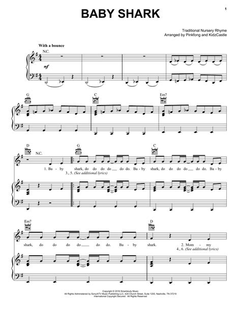 baby shark sheet  pinkfong piano vocal guitar  hand melody