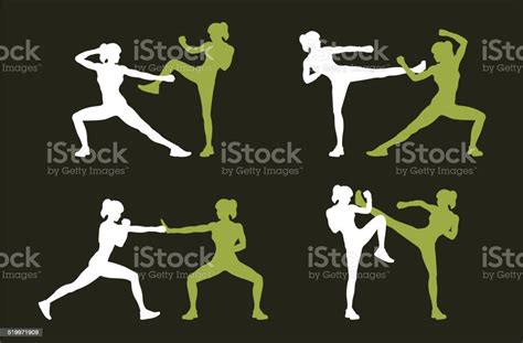 Young Woman Fighting Body Combat Stock Illustration Download Image