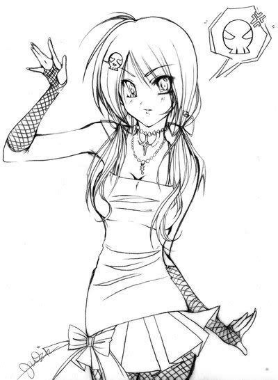 Emo Anime Girl Coloring Pages