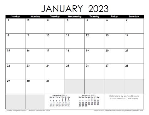 Vertex42 Calendar 2023