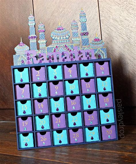 Midnight Ramadan Mosque Advent Calendar Mdf Gold Purple Blue