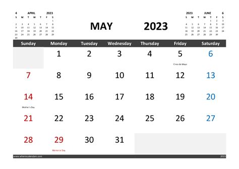 Free May 2023 Calendar Template With Holidays