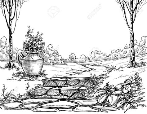 Garden Pictures Pencil Drawing Limited