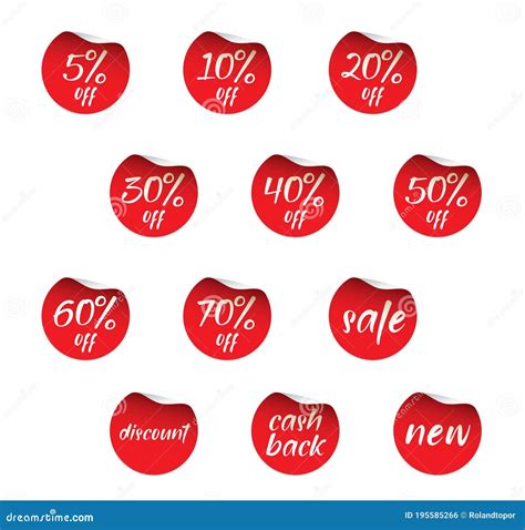 Stickers Red For Discount Price Message Chat Label Serrated Shape