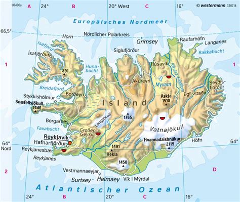 Diercke Weltatlas Kartenansicht Island Physische Karte 978 3 14 100870 8 122 1 1