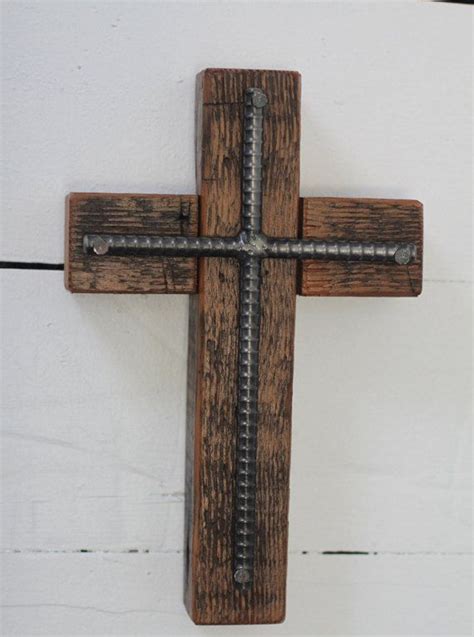 Wood Cross With Rebar Cross By Steelwoodandfireshop On Etsy Wood