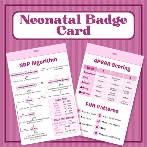 Neonatal Nrp Fetal Monitoring Badge Card For Nurses And Students