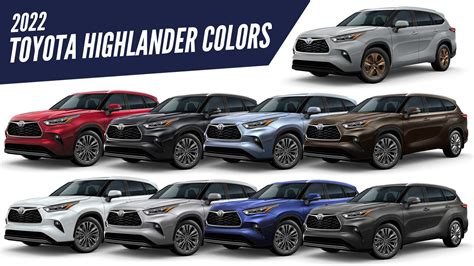 2022 Toyota Highlander All Color Options Autobics