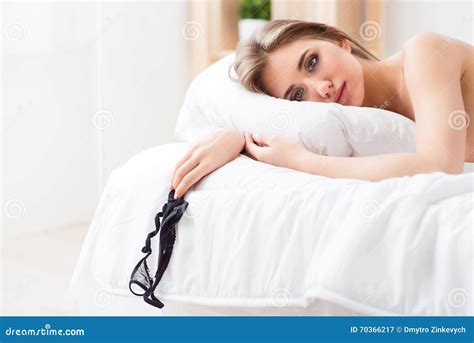 Pleasant Girl Lying In Bed Stock Image Image Of Female 70366217
