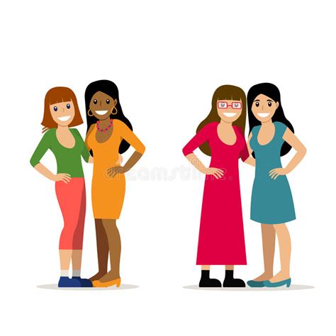 Two Lesbian Couples Stock Vector Illustration Of People 97691693
