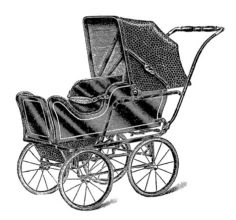 Antique Images Vintage Baby Carriage Digital Download Child Clip Art