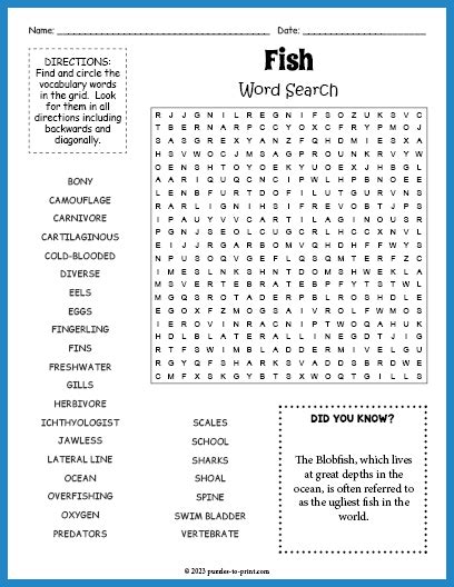 Fish Word Search