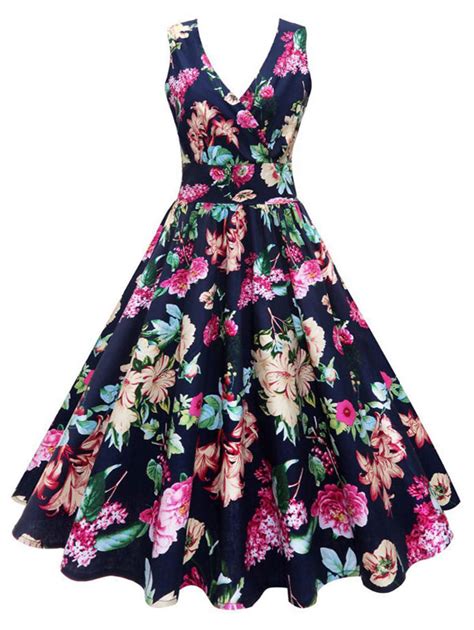 Buy Kenancy Floral Print Vintage Summer Dress Women
