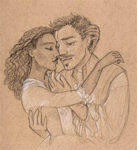 A Drawing Of Two People Hugging Each Other With Their Arms Around One