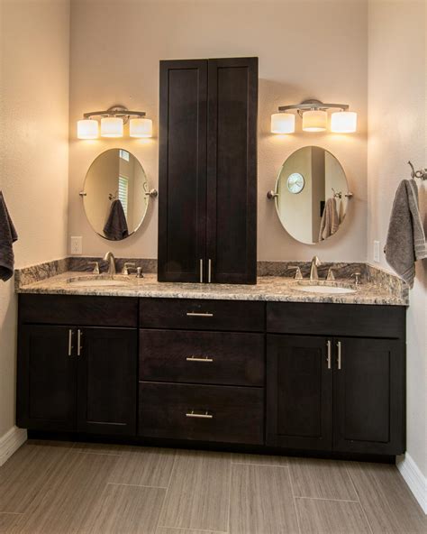 It can also make getting ready in the mornings easier and make your bathroom feel finished. Contemporary Master Bathroom Double Sink Vanity With Round ...