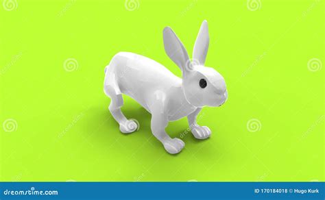 3d Rendering Of A Bunny Rabbit Isolated In Empty Space Background Stock