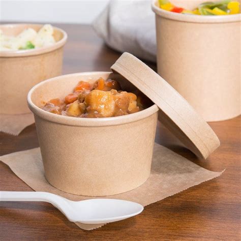 Ecochoice 8 Oz Kraft Compostable Paper Soup Hot Food Cup With Vented