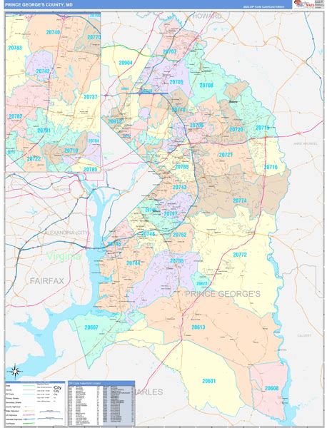 Prince Georges County Md Zip Code Maps Color Cast