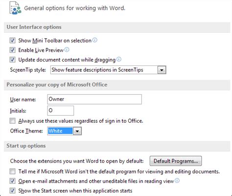 Microsoft Word Tutorials Displaying The Word Options