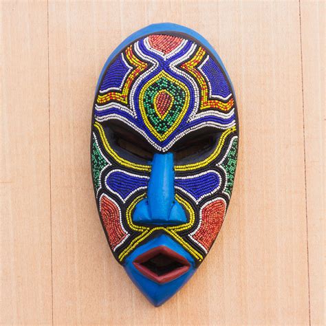 Recycled Plastic Beaded African Wood Mask From Ghana Beaded Love Novica