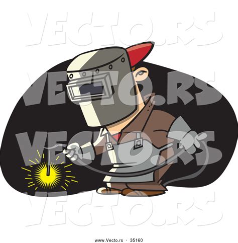 Vector Of A Cartoon Man Welding With Mask And Torch By Toonaday 35160