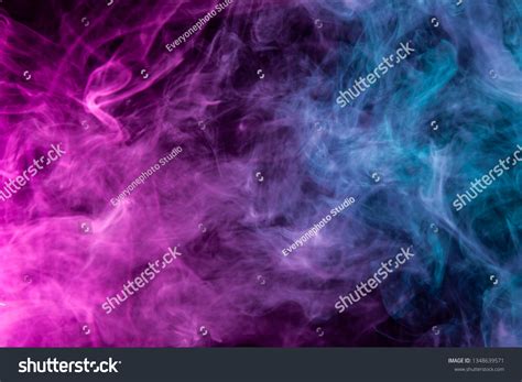 Dense Multicolored Smoke Blue Pink Colors Stock Photo 1348639571