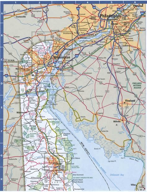 Map Of Delawarefree Highway Road Map De With Cities Towns Counties