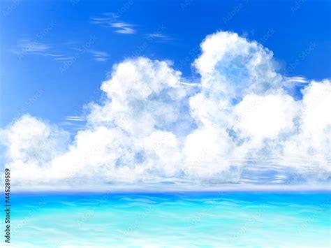 晴天の空と雲と海の背景素材 Stock イラスト Adobe Stock