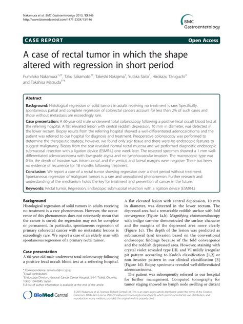 Pdf A Case Of Rectal Tumor In Which The Shape Altered With Regression