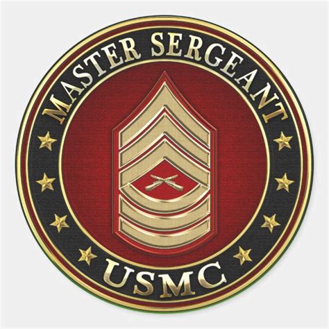 Us Marines Master Sergeant Usmc Msgt 3d Classic Round Sticker