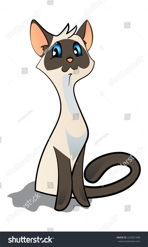 Illustration Cute Siamese Cat Vector Cartoon Stock Vector Royalty Free
