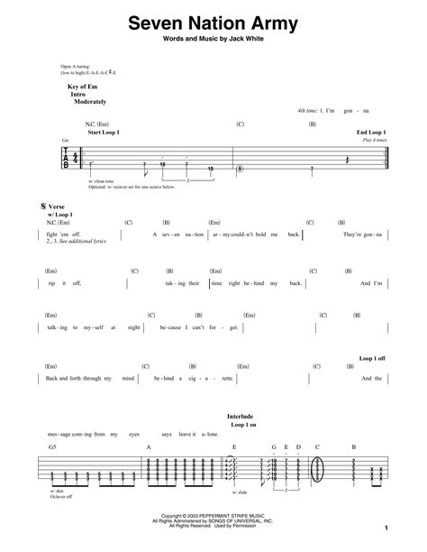 Guitar Tabs For Seven Nation Army Army Military
