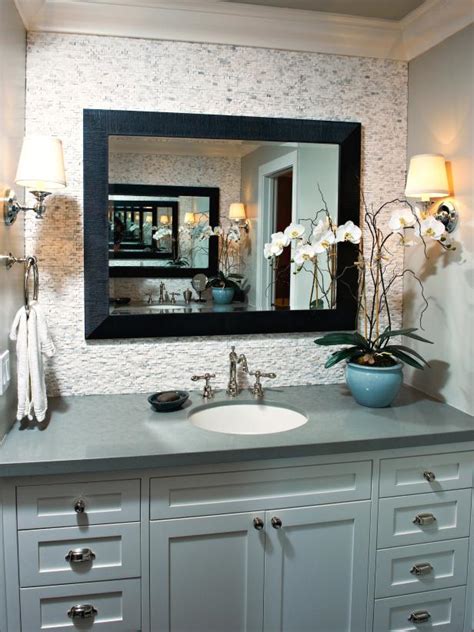 Often times, opting for a vanity without a backsplash leads to a more individual, unique design. Serene Single Vanity Bathroom With Neutral Backsplash | HGTV