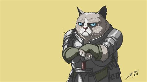 Free Download Hd Wallpaper Cat Holding Sword Character Illustration