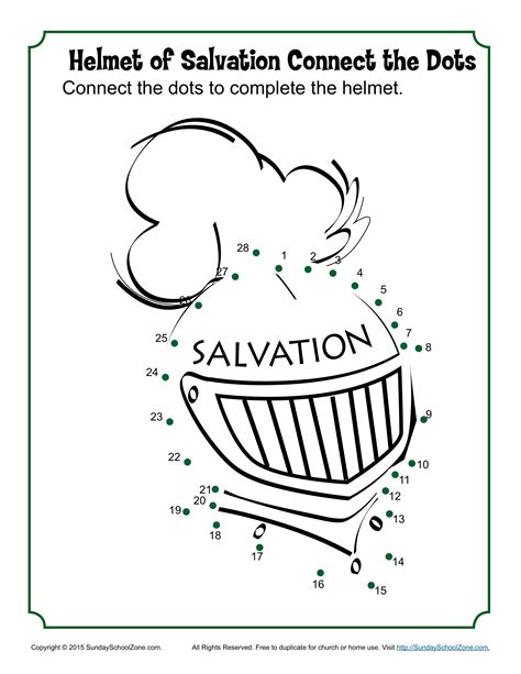 Helmet Of Salvation Connect The Dots Childrens Bible Activities