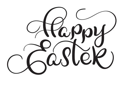 Happy Easter Words On White Background Calligraphy Lettering Vector