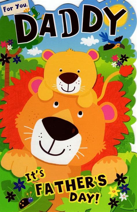 For You Daddy Happy Fathers Day Card Cute Lion Cards Love Kates