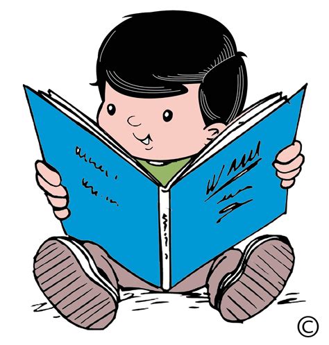 Children Read Book Clipart Gambar Kartun Anak Sedang Membaca Buku Png