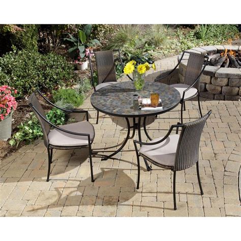 Home Styles Stone Harbor 5 Piece Round Patio Dining Set With Taupe