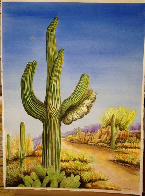 Arizona Walkin Cactus Plants Art Painting