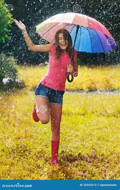 Enjoy The Rain Stock Photo Image Of Mouth Laughing 32643512