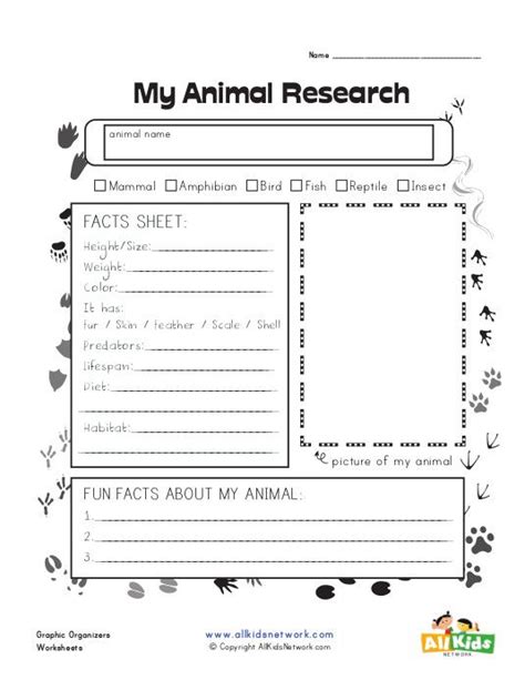 Research Worksheet First Grade