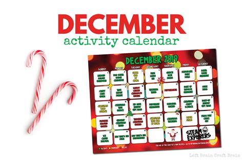 December Steam Activity Calendar Left Brain Craft Brain
