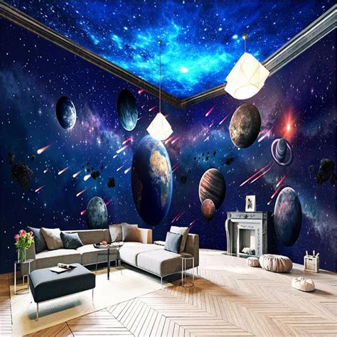 Beibehang Space Universe Planet Full House Backdrop Custom 3d Mural