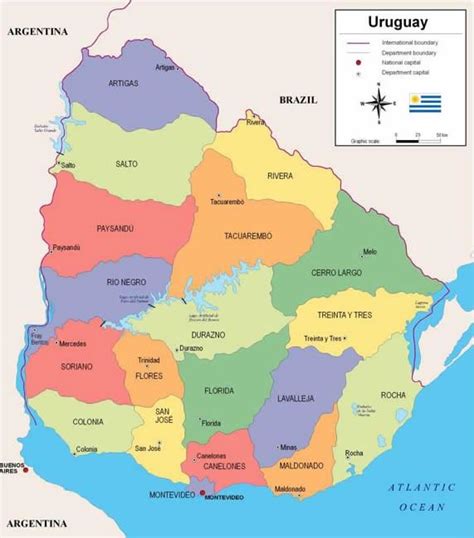 Mapa Político Uruguay Con Colores